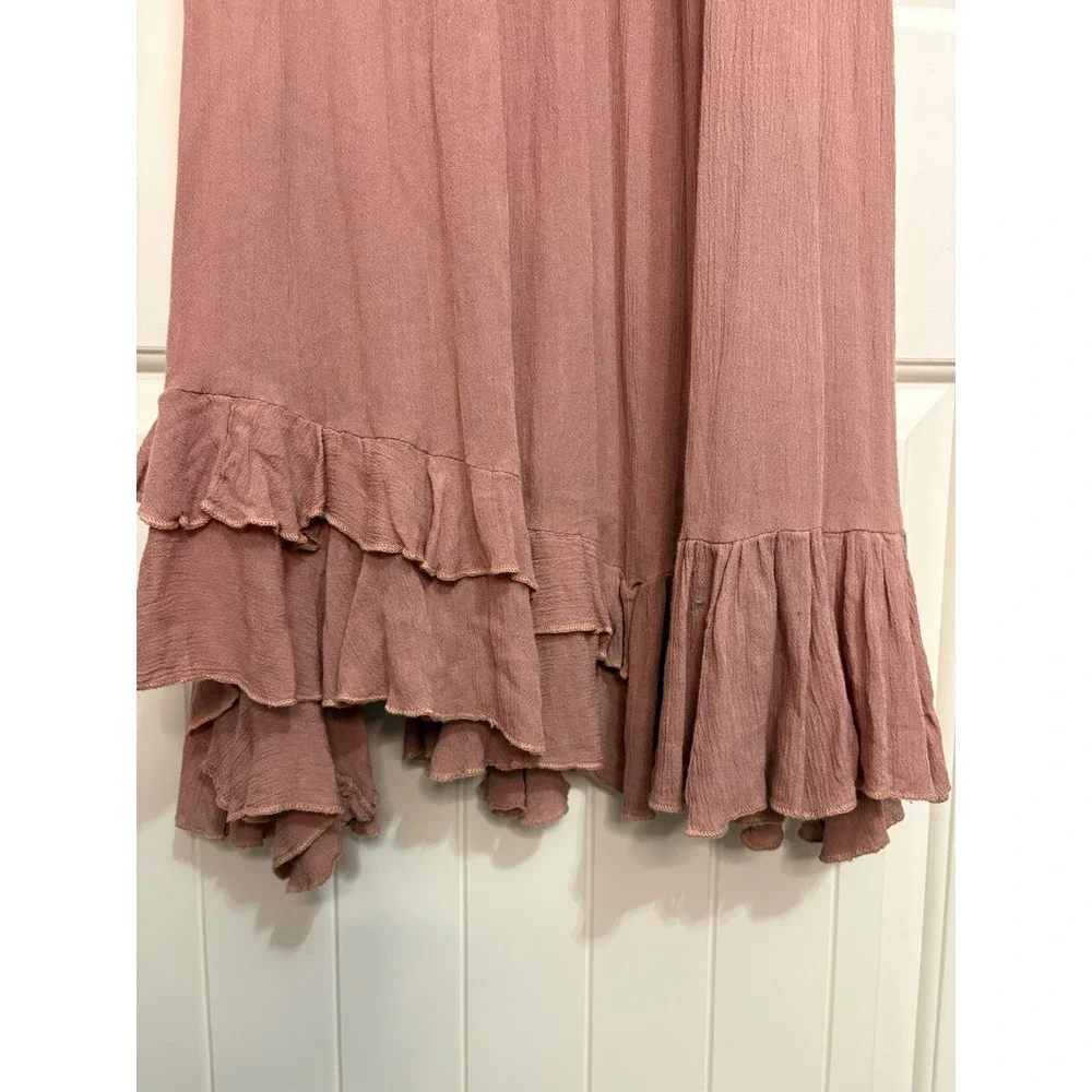Free People Adella Maxi Dress Mauve Pink Boho Lace Crochet Ruffle Sm Coachella